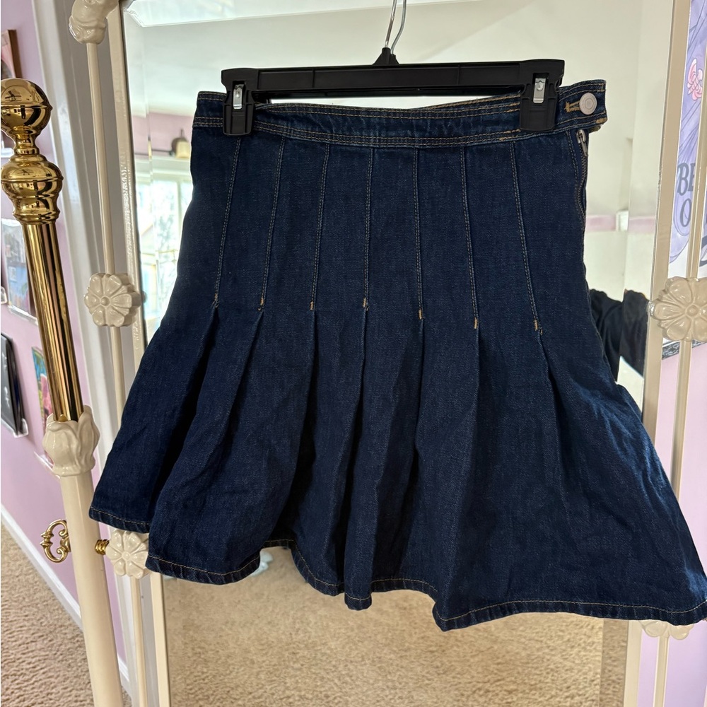 H&M Denim Pleated Skirt